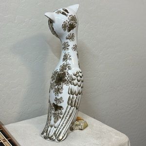 19.5” Tall Owl Hollywood Regency Ceramic Hand Painted Owl, Italy MCM